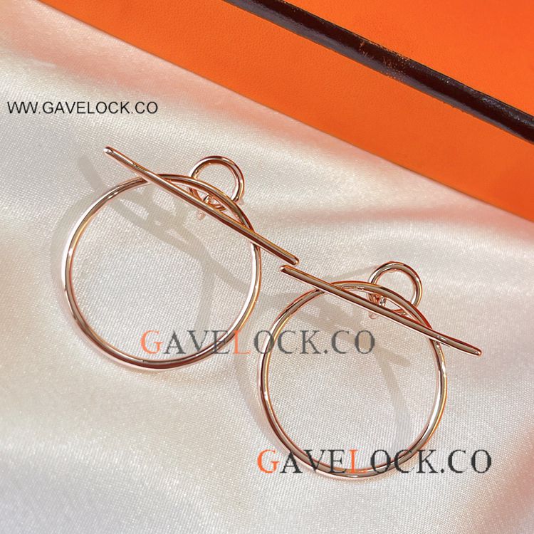 AAA Replica Hermes Loop Rose Gold Earrings